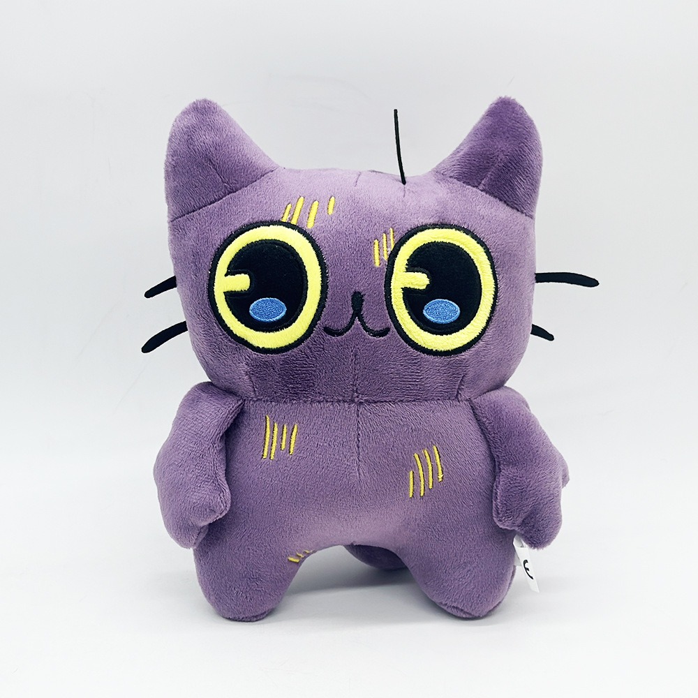 Lindo gato morado de peluche Tostada - Peluche suave de 22 cm con grandes ojos amarillos 13