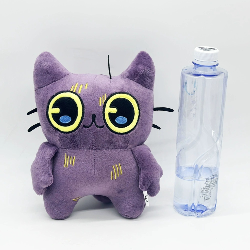 Lindo gato morado de peluche Tostada - Peluche suave de 22 cm con grandes ojos amarillos 10