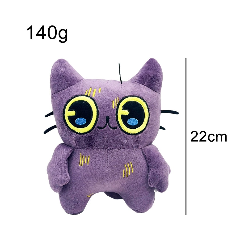 Lindo gato morado de peluche Tostada - Peluche suave de 22 cm con grandes ojos amarillos 9