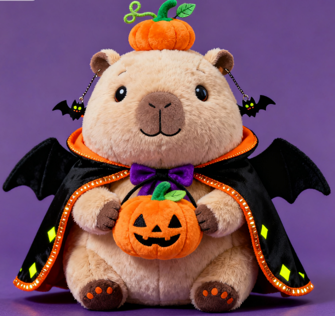 Capybara Plush Toy with Pumpkin - Cute Stuffed Capybara Holding a Pumpkin for Decoration & Gift 8