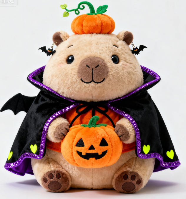 Capybara Plush Toy with Pumpkin - Cute Stuffed Capybara Holding a Pumpkin for Decoration & Gift 9