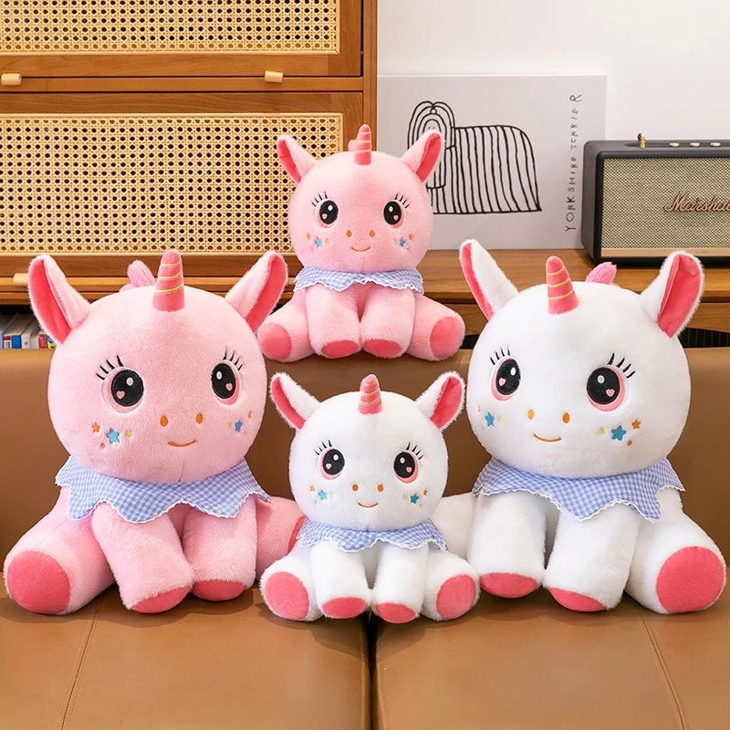 Wholesale Hot Selling ​Pink And White Soft Unicorn Toy Stuffed Animal Toys  PP Cotton Unicorn Toy for Girls 1