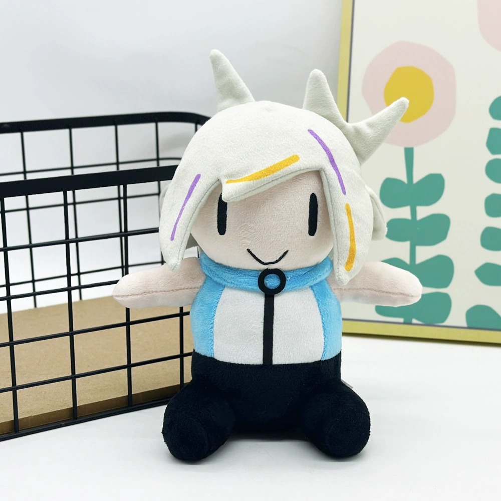 Cute Cartoon Character Plush Toy - 23cm Tall, 124g Soft Stuffed Doll with Unique Horned Head and Colorful Hair Accents 11