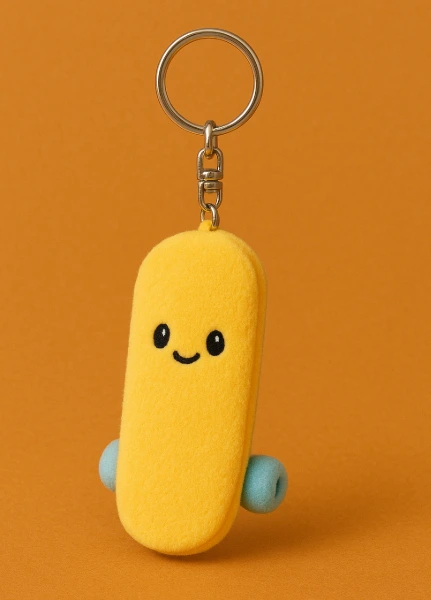 Llavero de peluche de patineta: bonito y suave llavero con forma de patineta para decorar bolsos. 1