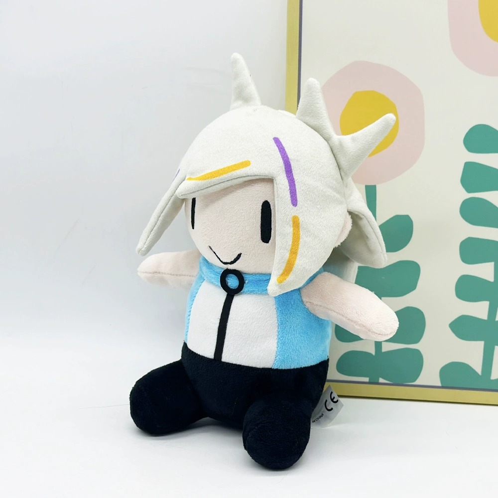 Cute Cartoon Character Plush Toy - 23cm Tall, 124g Soft Stuffed Doll with Unique Horned Head and Colorful Hair Accents 13