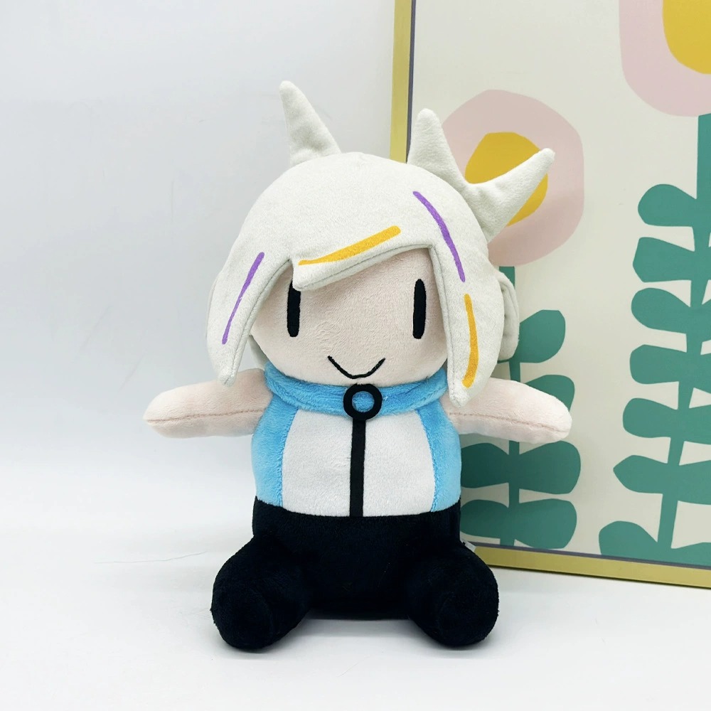 Cute Cartoon Character Plush Toy - 23cm Tall, 124g Soft Stuffed Doll with Unique Horned Head and Colorful Hair Accents 12