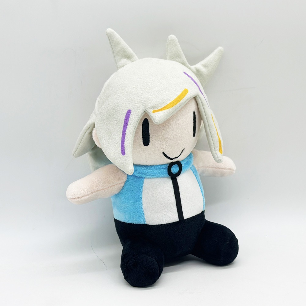 Cute Cartoon Character Plush Toy - 23cm Tall, 124g Soft Stuffed Doll with Unique Horned Head and Colorful Hair Accents 19