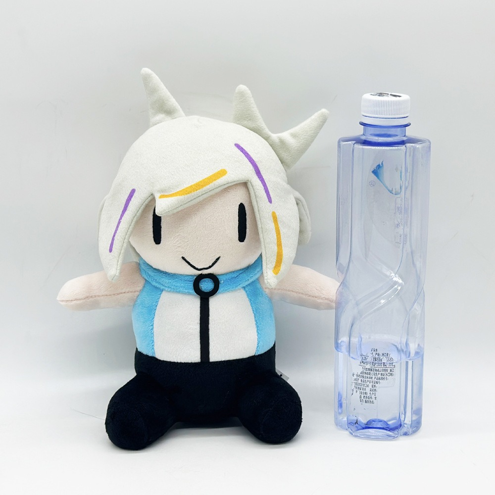 Cute Cartoon Character Plush Toy - 23cm Tall, 124g Soft Stuffed Doll with Unique Horned Head and Colorful Hair Accents 16
