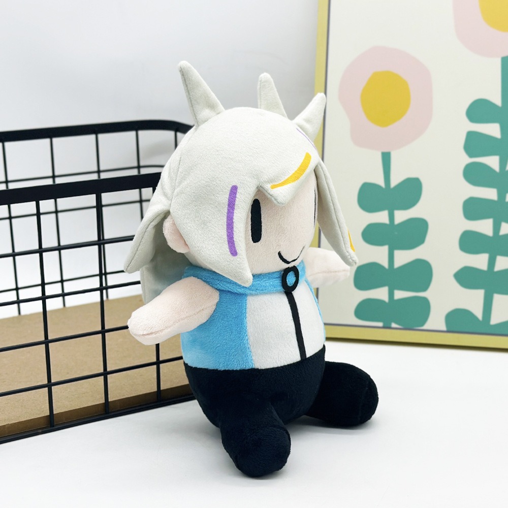 Cute Cartoon Character Plush Toy - 23cm Tall, 124g Soft Stuffed Doll with Unique Horned Head and Colorful Hair Accents 14