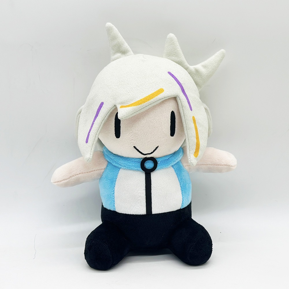 Cute Cartoon Character Plush Toy - 23cm Tall, 124g Soft Stuffed Doll with Unique Horned Head and Colorful Hair Accents 22