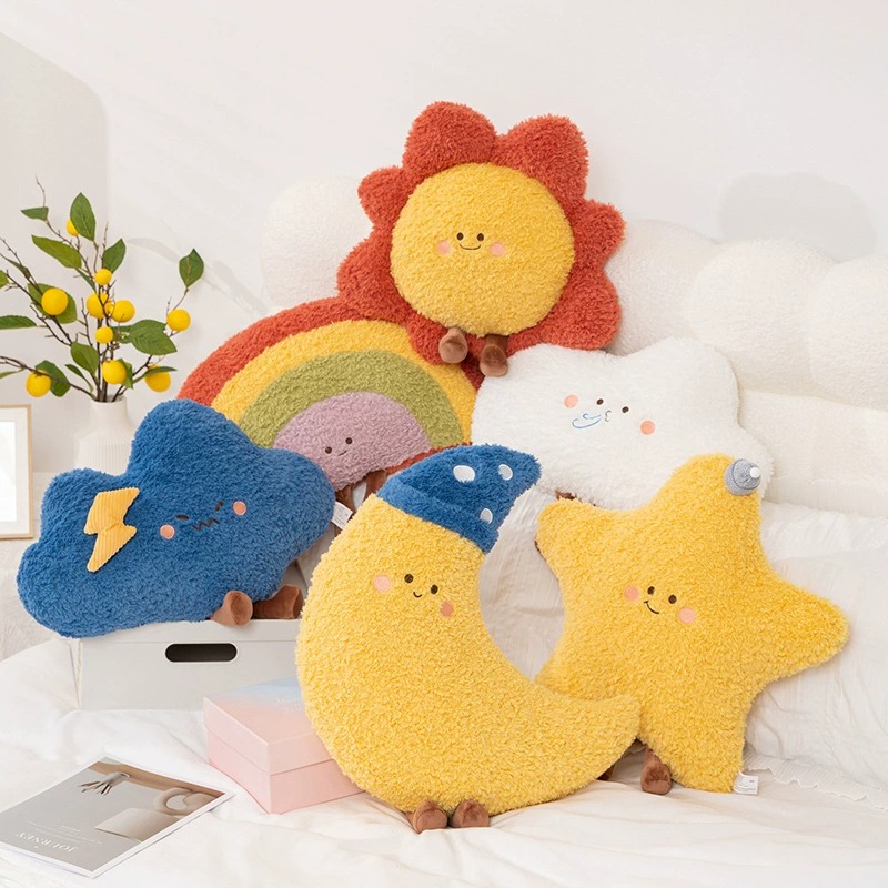 Cute Weather & Celestial Plush Pillow Set - Sun, Moon, Star, Cloud, Rainbow Stuffed Toys 10