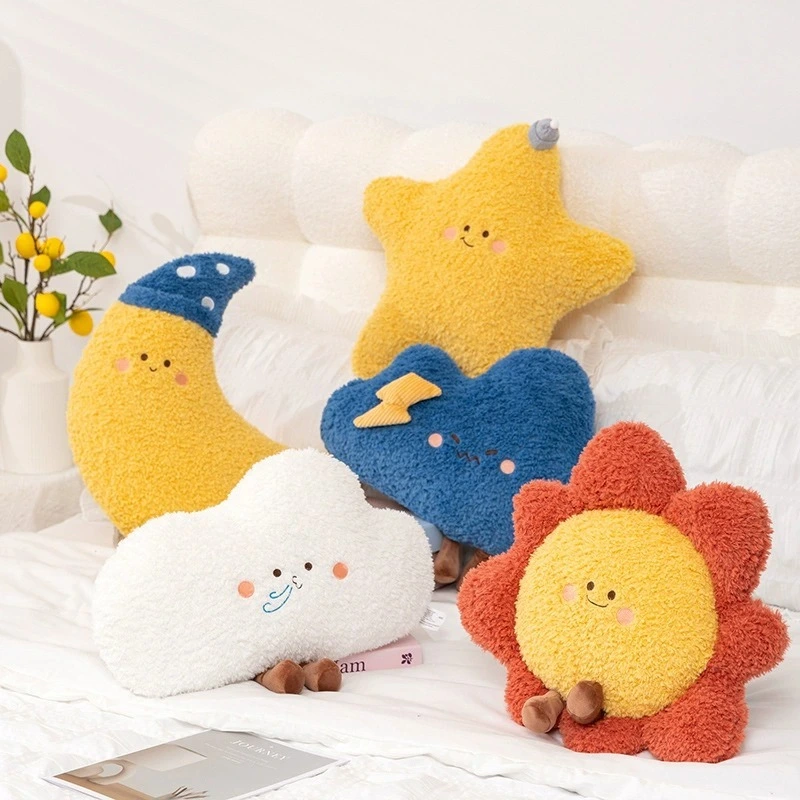 Cute Weather &amp; Celestial Plush Pillow Set - Sun, Moon, Star, Cloud, Rainbow Stuffed Toys 1