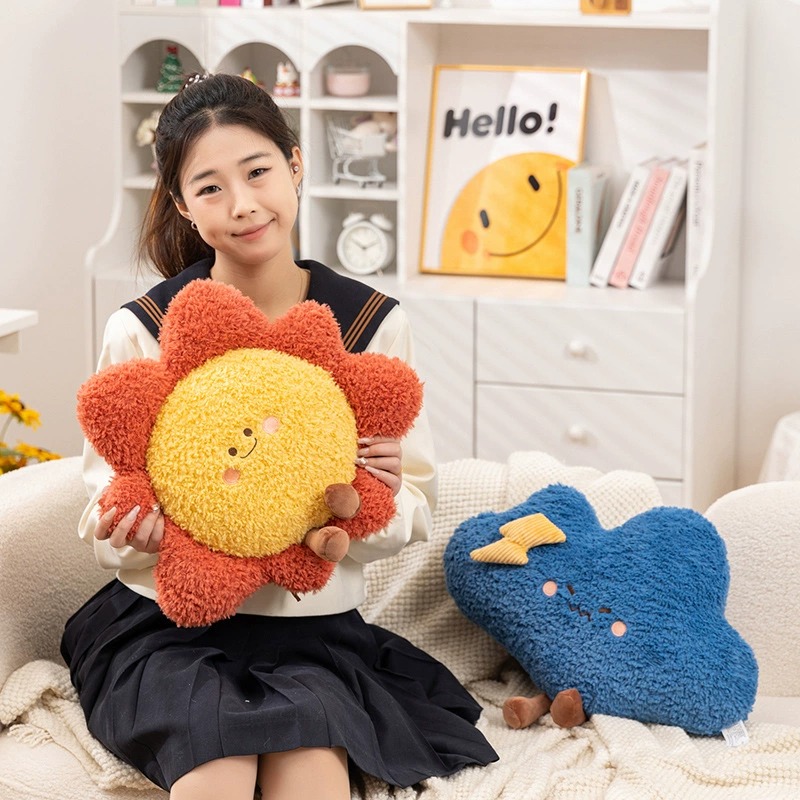 Cute Weather & Celestial Plush Pillow Set - Sun, Moon, Star, Cloud, Rainbow Stuffed Toys 11