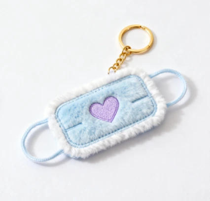 Mask plush keychain with unique shape, customizable with logo, creative design, factory customization 1