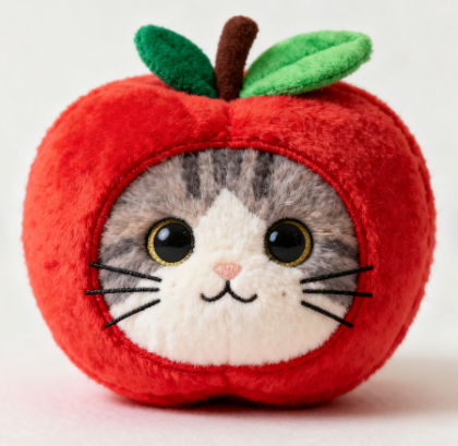 Red Apple Kitten Plush Doll Pillow Creative Design Factory Direct Sales 8
