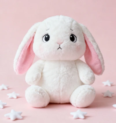 White rabbit plush toy with a cute design, a gift for children, and a warm home decoration 1