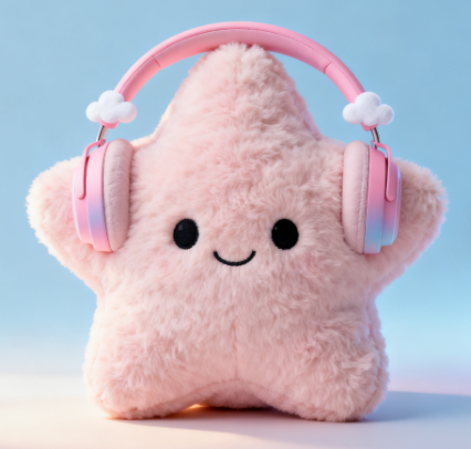 Cute star-shaped plush doll with headphones, a lovely design, a gift for children, custom plush doll 7