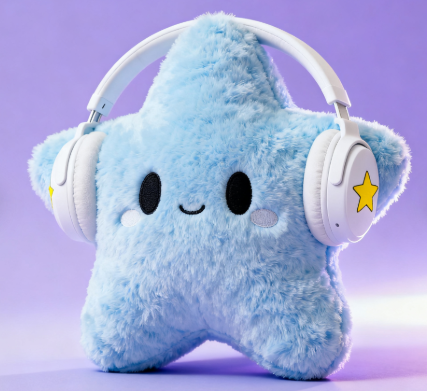 Cute star-shaped plush doll with headphones, a lovely design, a gift for children, custom plush doll 8