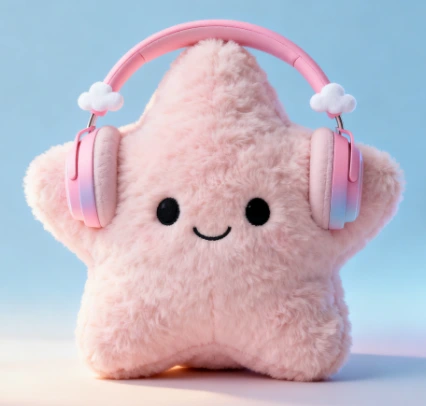 Cute star-shaped plush doll with headphones, a lovely design, a gift for children, custom plush doll 1