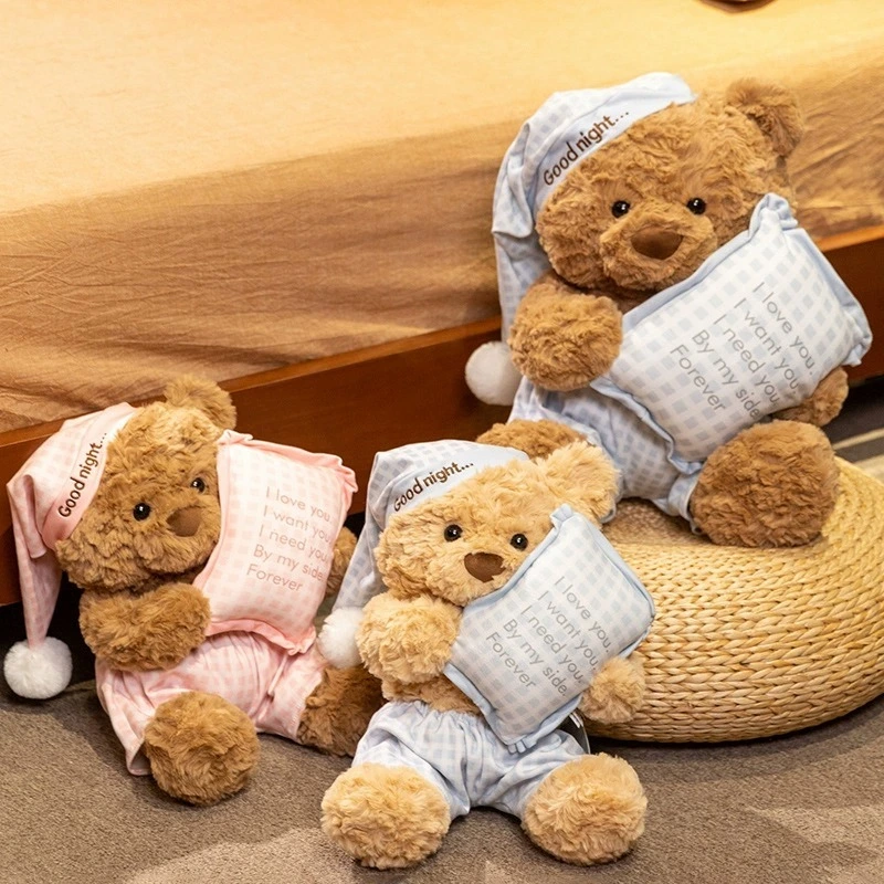 Goodnight Teddy Bear Plush Toys with I Love You Message - Adorable Stuffed Bears in Pajamas 1
