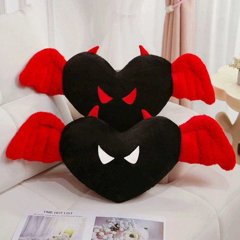 Cute Angel &amp; Devil Heart - Shaped Plush Pillows with Wings 1