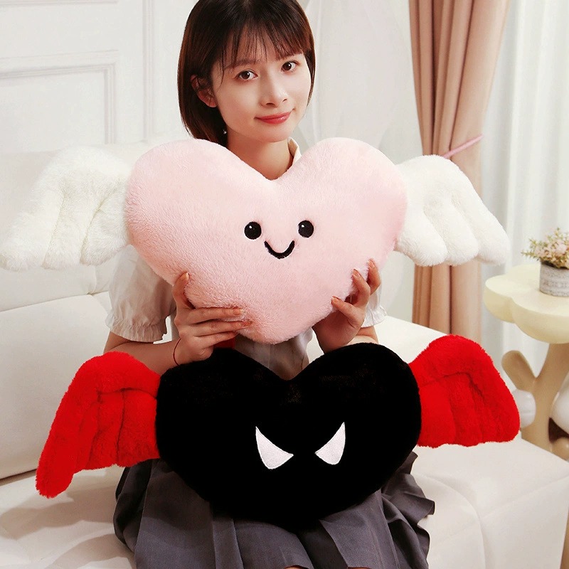 Cute Angel & Devil Heart - Shaped Plush Pillows with Wings 14