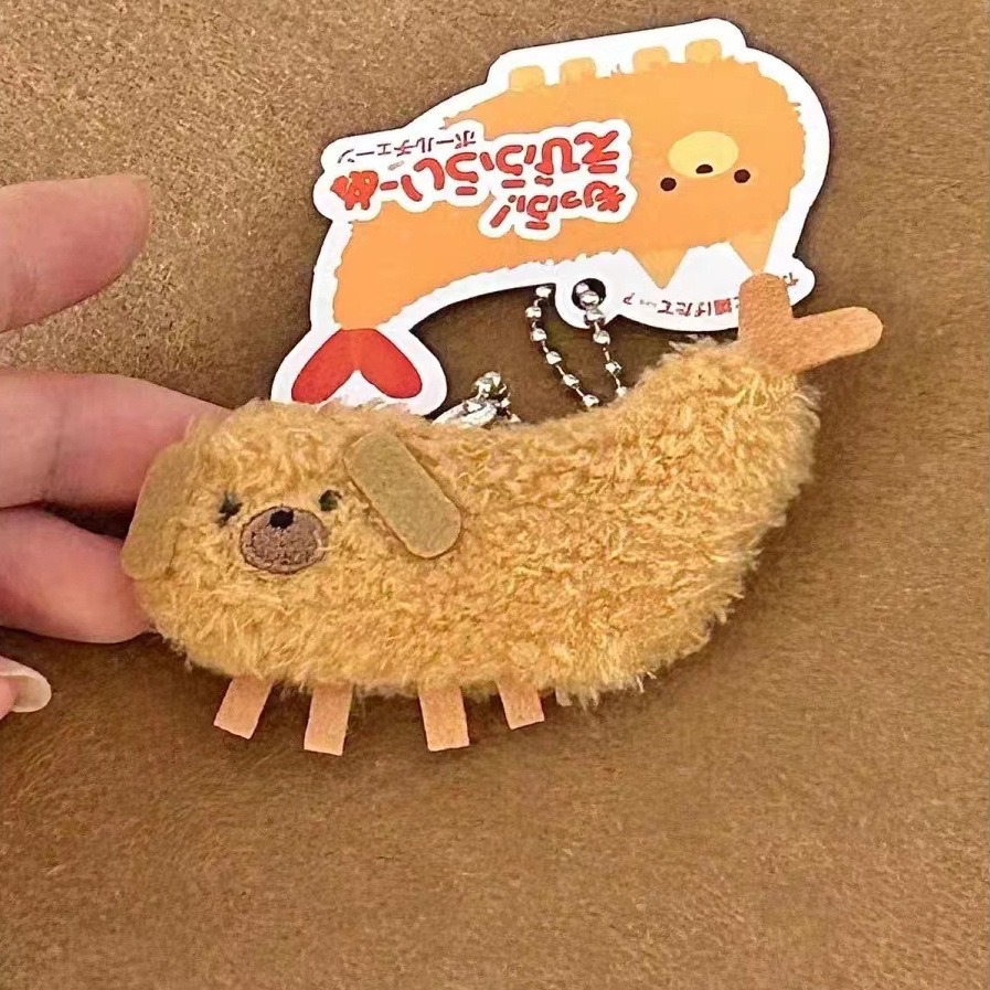 7cm Cute Dog-Shaped Fried Shrimp Plush Keychains - Adorable Mini Stuffed Toy Charms 12