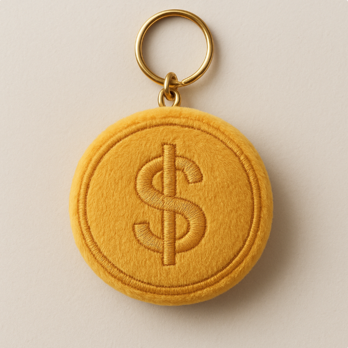 Gold coin keychain plush doll, stylish and versatile with good meanings, factory customization available 6