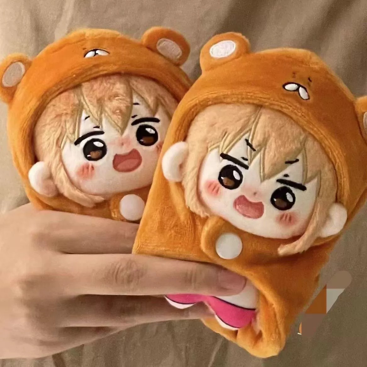 13cm Cute Cartoon Girl Plush Dolls in Bear Hooded Outfits 12