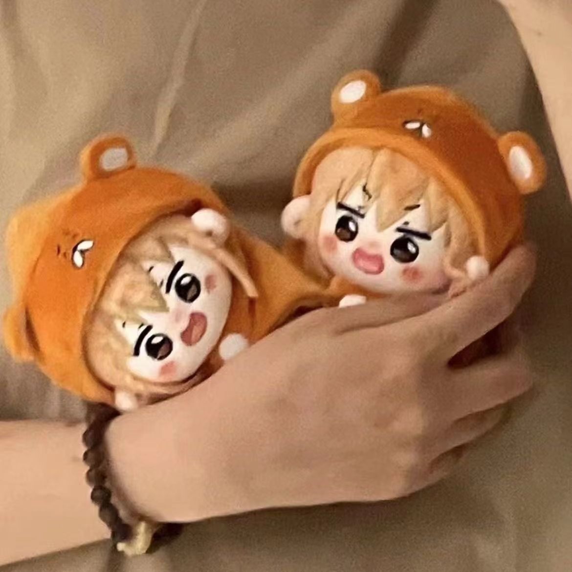 13cm Cute Cartoon Girl Plush Dolls in Bear Hooded Outfits 15