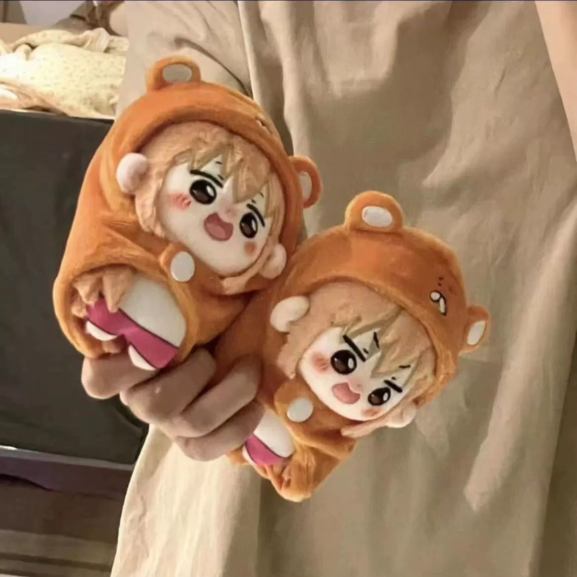 13cm Cute Cartoon Girl Plush Dolls in Bear Hooded Outfits 11