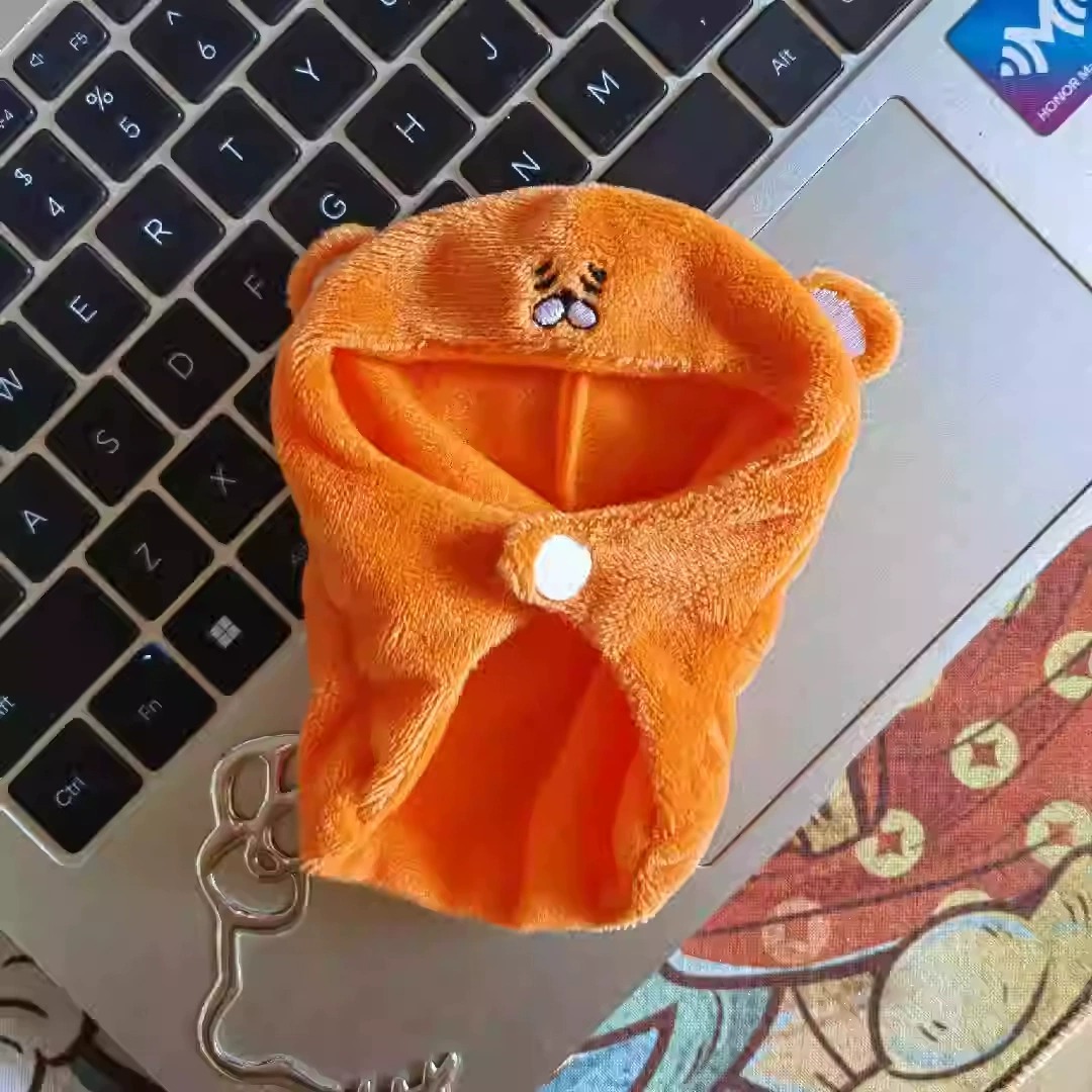 13cm Cute Cartoon Girl Plush Dolls in Bear Hooded Outfits 18