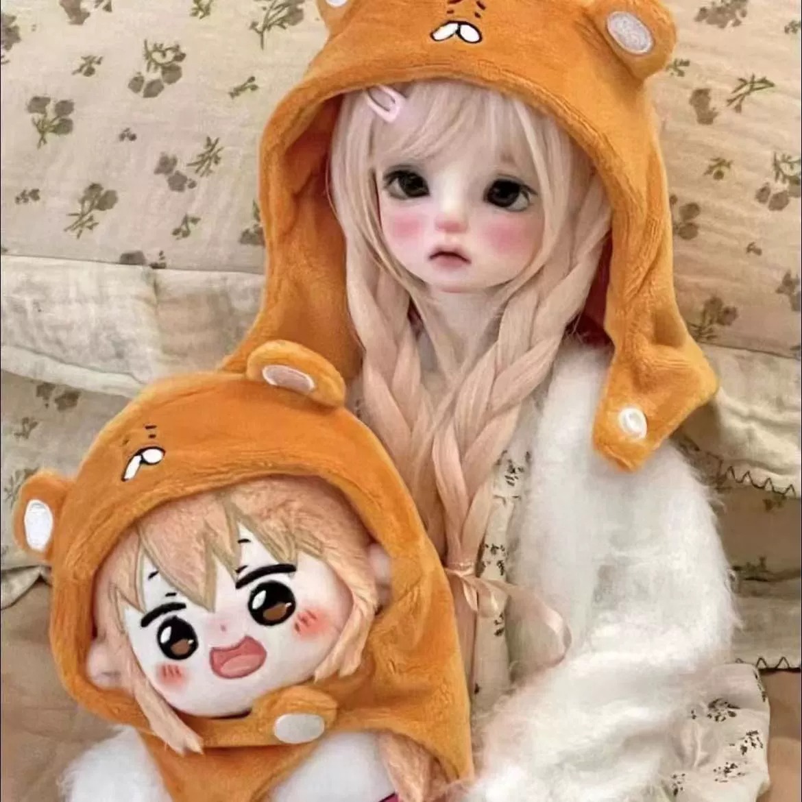 13cm Cute Cartoon Girl Plush Dolls in Bear Hooded Outfits 16