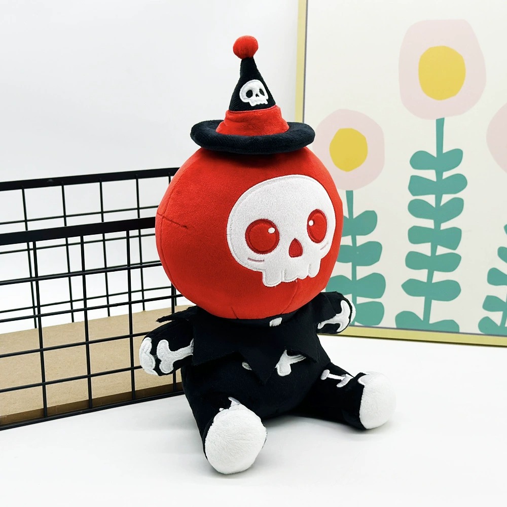 Halloween Skull Plush Toy - 33cm Cute Spooky Skeleton Stuffed Doll 13