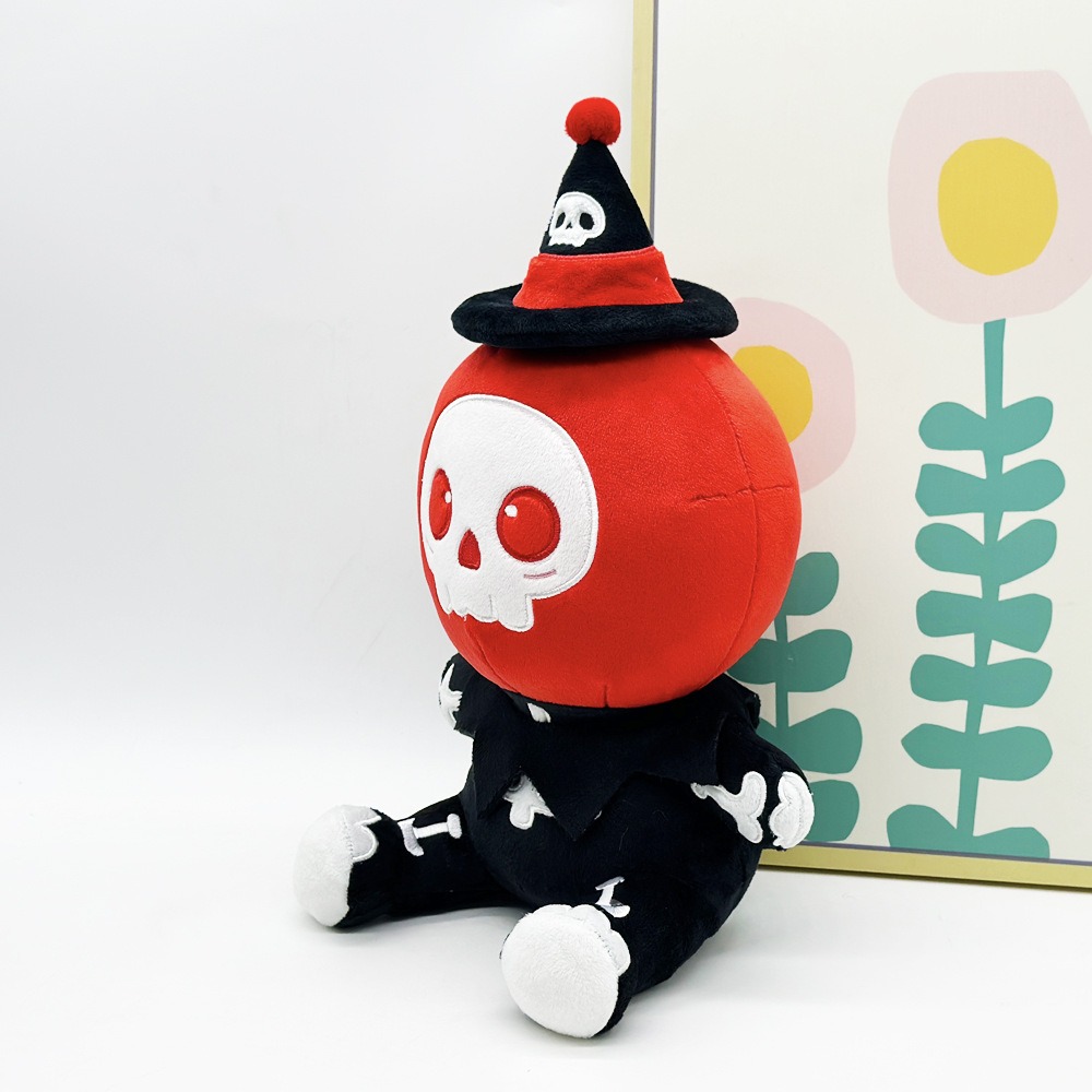 Halloween Skull Plush Toy - 33cm Cute Spooky Skeleton Stuffed Doll 12
