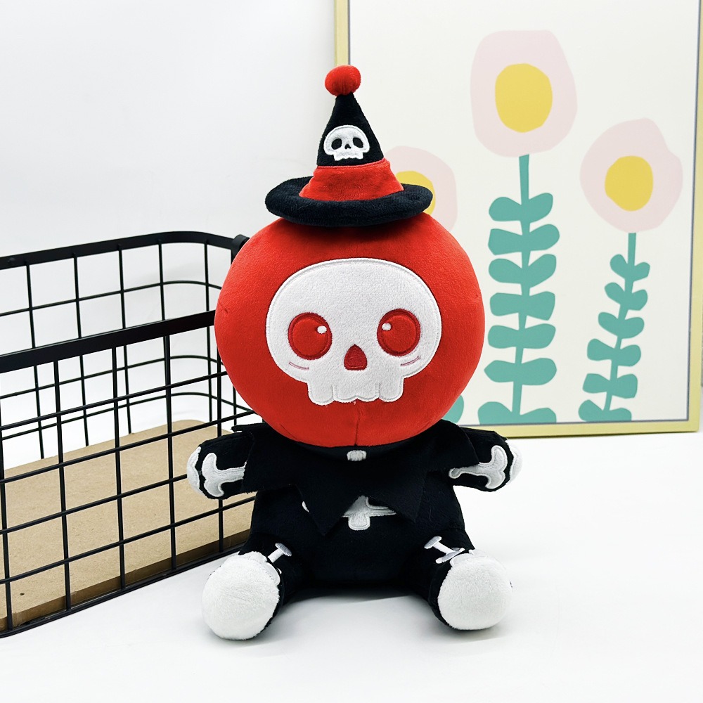 Halloween Skull Plush Toy - 33cm Cute Spooky Skeleton Stuffed Doll 14