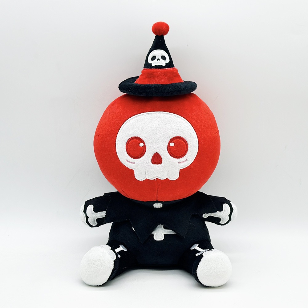 Halloween Skull Plush Toy - 33cm Cute Spooky Skeleton Stuffed Doll 18