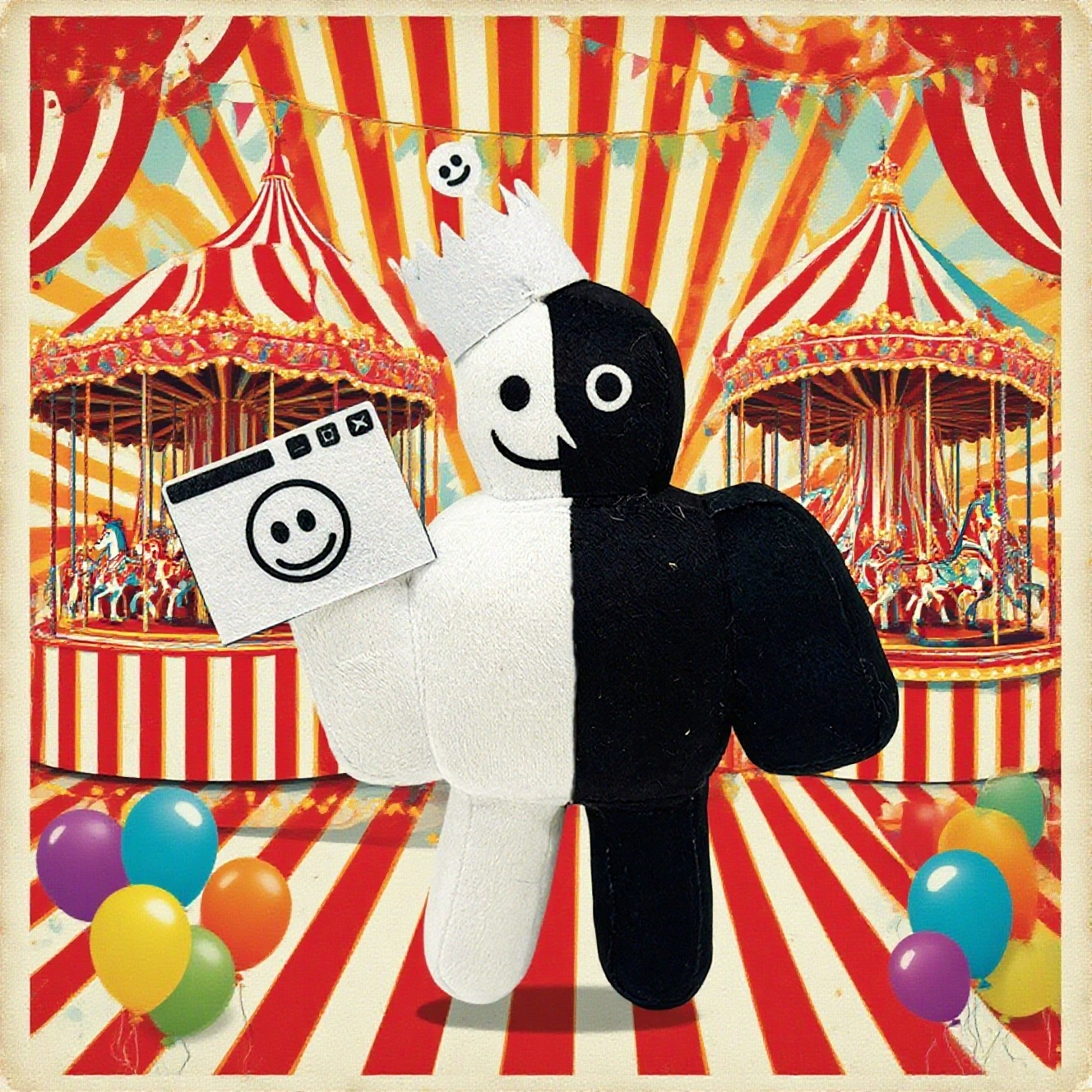 20cm Black and White Roblox Forsaken Plush Doll with Crown & Smile Camera 18