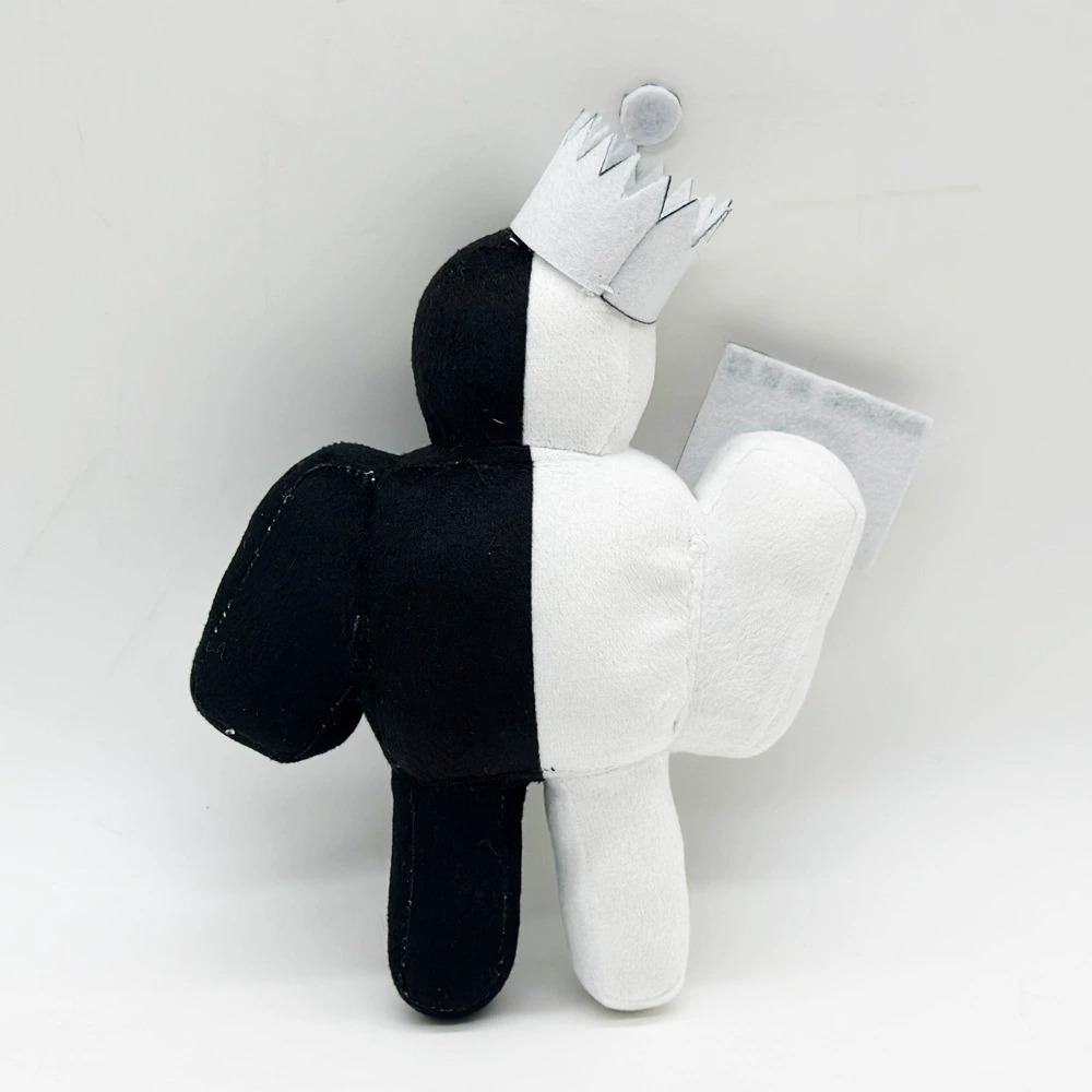 20cm Black and White Roblox Forsaken Plush Doll with Crown & Smile Camera 14