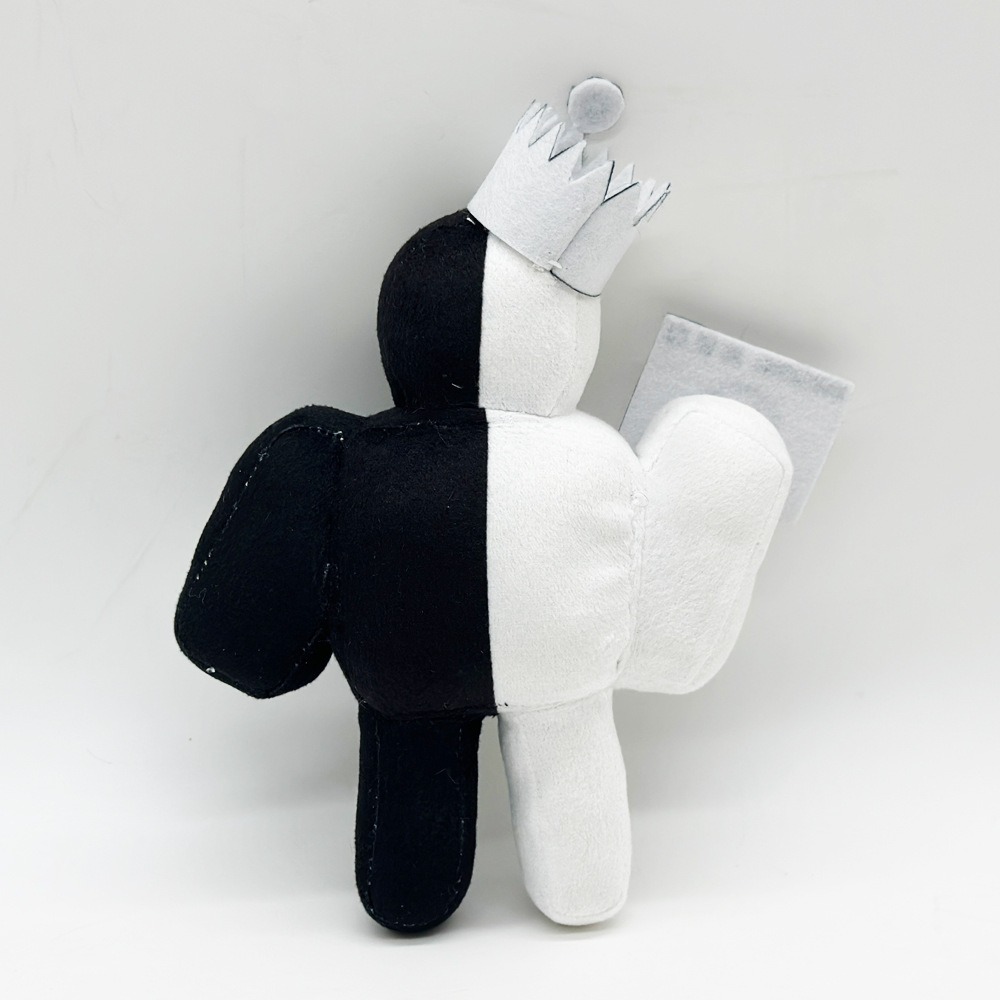 20cm Black and White Roblox Forsaken Plush Doll with Crown & Smile Camera 16