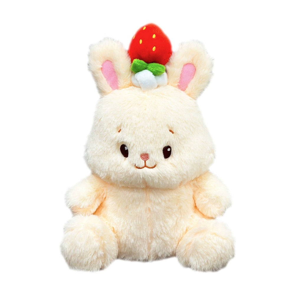 Adorable peluche lapin fraise – Lapin en peluche douce de 27 cm avec chapeau fruité, cadeau idéal pour les enfants et les collectionneurs 20