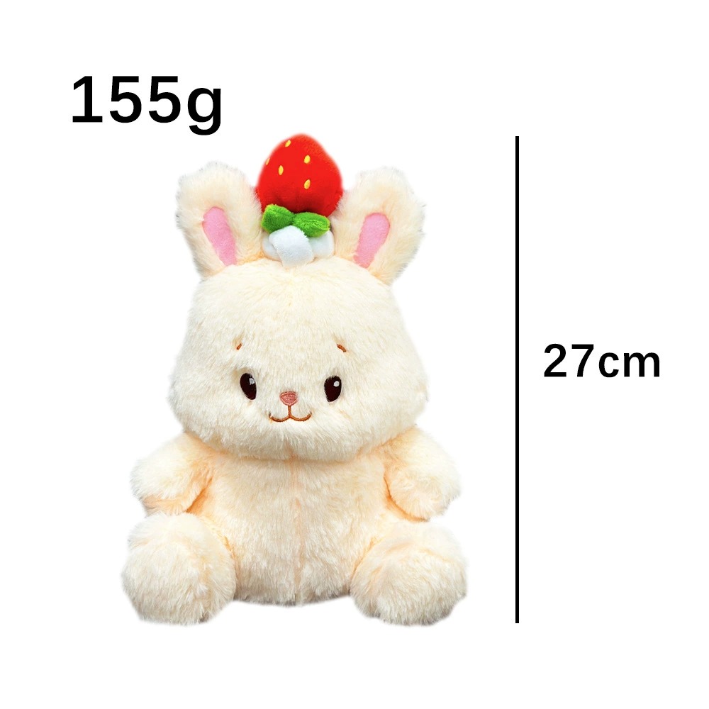 Adorable peluche lapin fraise – Lapin en peluche douce de 27 cm avec chapeau fruité, cadeau idéal pour les enfants et les collectionneurs 21