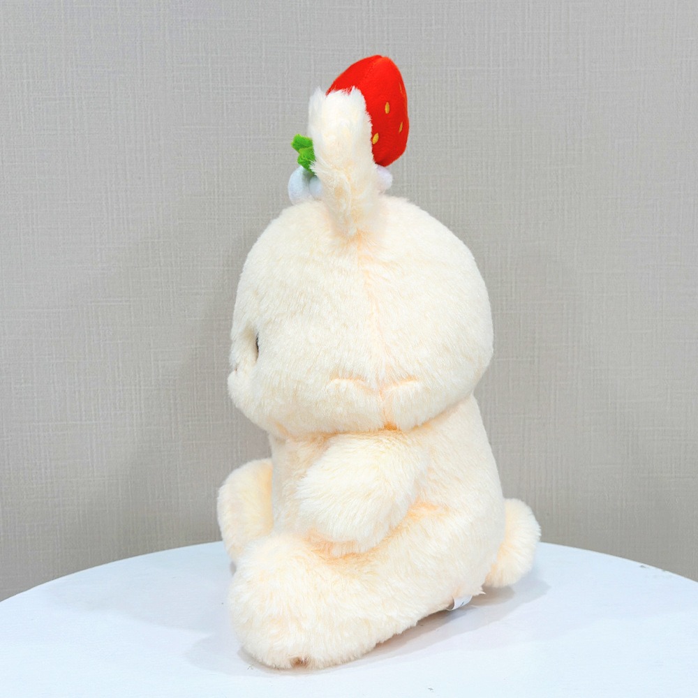 Adorable peluche lapin fraise – Lapin en peluche douce de 27 cm avec chapeau fruité, cadeau idéal pour les enfants et les collectionneurs 17