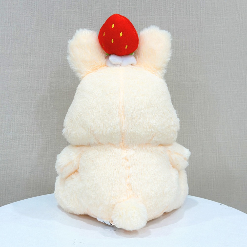 Adorable peluche lapin fraise – Lapin en peluche douce de 27 cm avec chapeau fruité, cadeau idéal pour les enfants et les collectionneurs 14