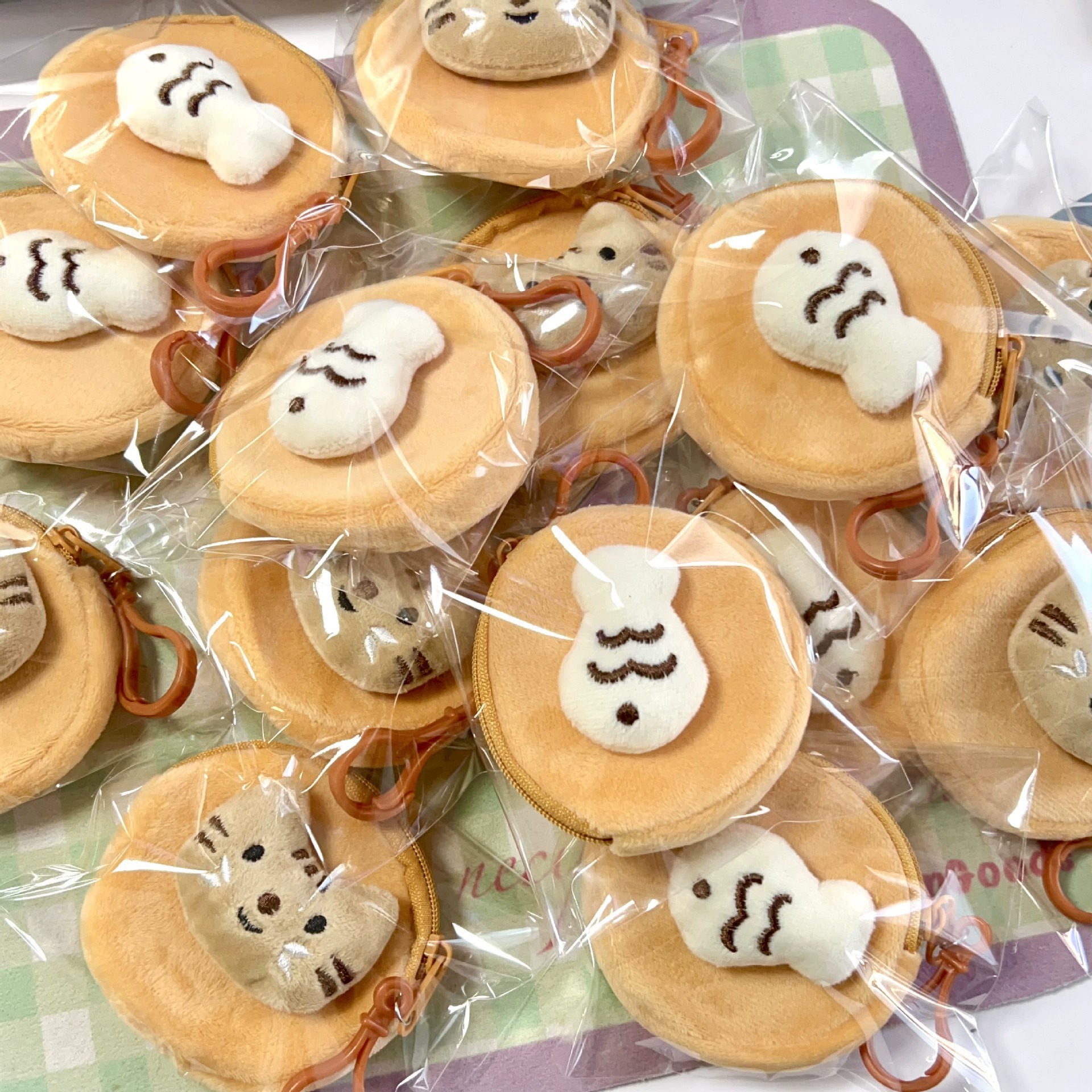 Cute Animal Plush Coin Purse with Keychain - Mini Round Zipper Pouch for Coins/Keys (Ghost & Cat Designs) 10