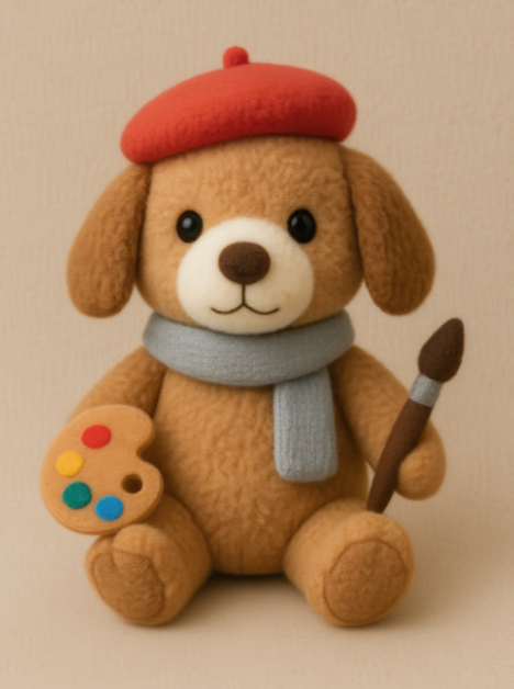 Creative Design of Puppy Painter Plush Toy - Soft and Comfortable, a Gift for Comforting and Accompanying Children 10