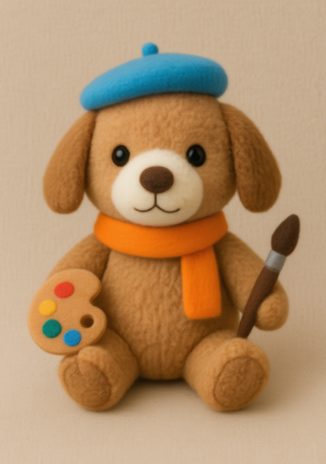 Creative Design of Puppy Painter Plush Toy - Soft and Comfortable, a Gift for Comforting and Accompanying Children 12