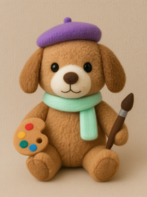 Creative Design of Puppy Painter Plush Toy - Soft and Comfortable, a Gift for Comforting and Accompanying Children 11