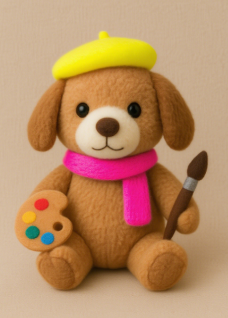 Creative Design of Puppy Painter Plush Toy - Soft and Comfortable, a Gift for Comforting and Accompanying Children 13