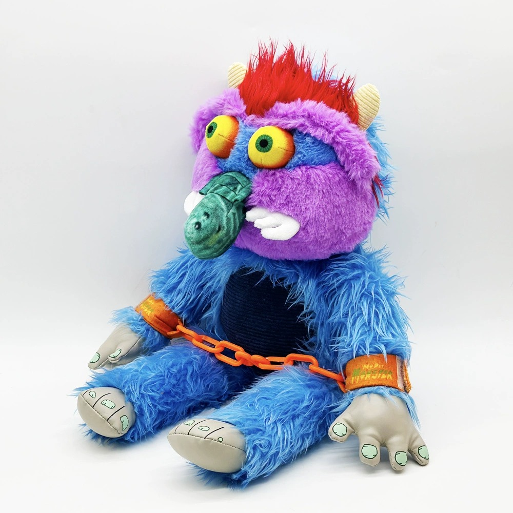Whimsical Monster Plush Toy - 31cm Sitting Height, 427g Soft Stuffed Creature with Colorful Design & Chain Detail 17